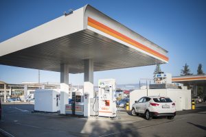 Station-service à hydrogène (H2) de Hunzenschwil. Première station-service à hydrogène publique de Suisse pour voitures et camions. (Photo: Christoph Kaminski) / Texte complémentaire par ots et sur www.presseportal.ch/fr/nr/100010551 / L'utilisation de cette image est pour des buts redactionnels gratuite. Publication sous indication de source: "obs/Coop Genossenschaft/Coop, Christoph Kaminski"